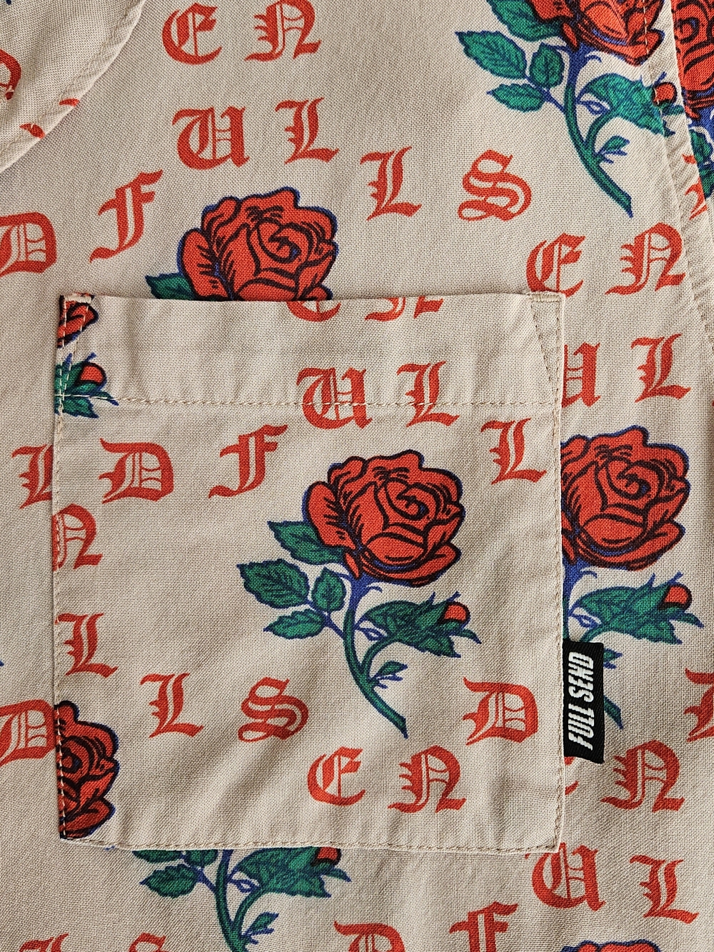 Men's FULL SEND Button-Down Shirt with Red Rose Print - Picture 3 of 6